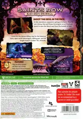 Saints Row Gat Out of Hell (USA) box cover back